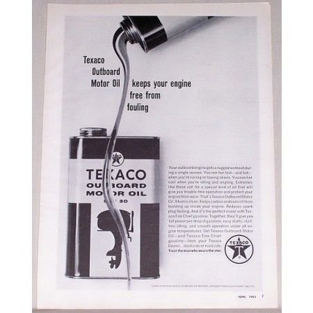 1962 Texaco Outboard Motor Oil Vintage Print Ad - Free From Fouling