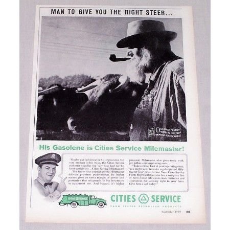 1959 Cities Service Gas Vintage Print Ad - Give You The Right Steer