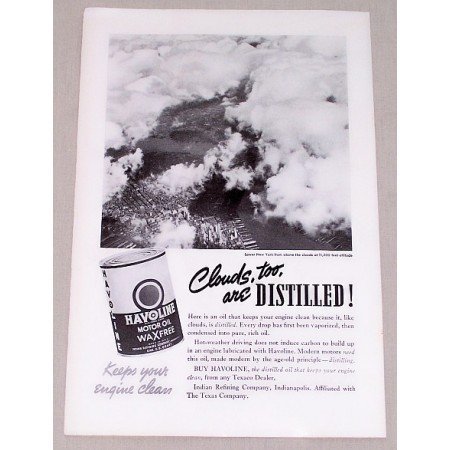 1937 Havoline Motor Oil Lower New York Ariel View Vintage Print Ad