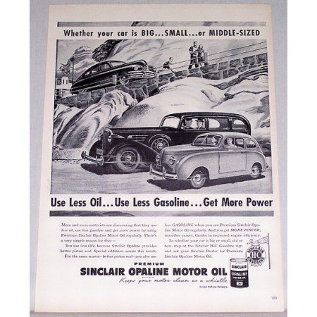 1948 Sinclair Opaline Motor Oil Vintage Print Ad - Get More Power