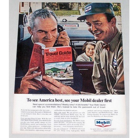 1965 Mobil Dealer Mobil Travel Guide Vintage Color Print Ad