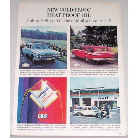 1961 Gulf Pride Select Single G Oil Vintage Color Print Ad