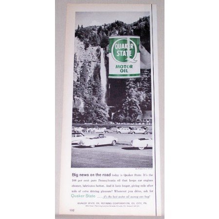 1958 Quaker State Motor Oil Multnomah Falls Oregon Vintage Print Ad