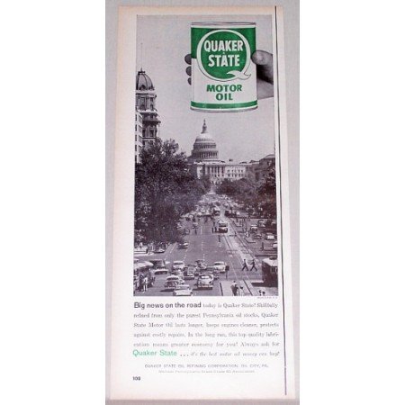 1958 Quaker State Motor Oil White House Washington DC Vintage Print Ad