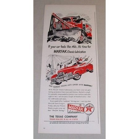 1948 Texaco Marfax Chassis Lubrication Vintage Color Print Ad