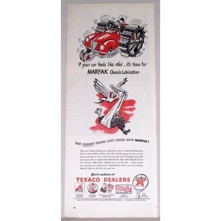 1948 Texaco Dealers Marfak Chassis Lube Vintage Color Print Art Ad