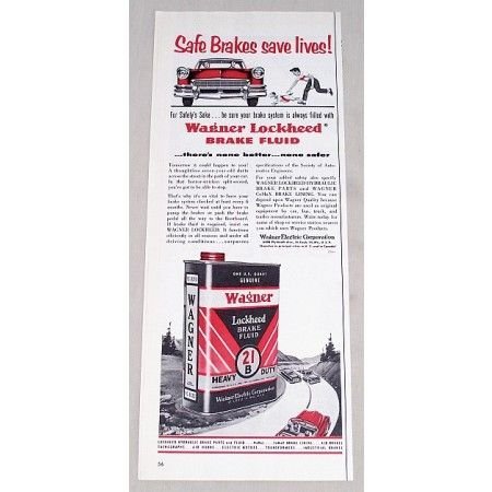 1956 Wagner Lockheed 21B Brake Fluid Vintage Color Print Ad