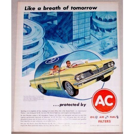 1962 AC Filter Pontiac Monte Carlo Convertible Vintage Color Print Ad