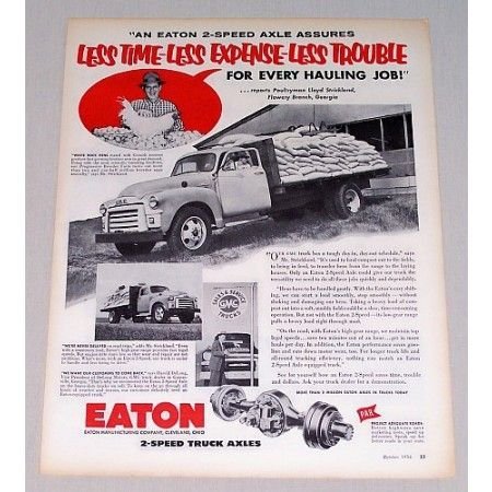 1956 Eaton Truck Axles GMC Flatbed Farm Truck Vintage Print Ad