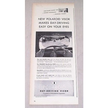 1946 Polaroid Day Driving Visor Vintage Print Ad - Easy On Your Eyes