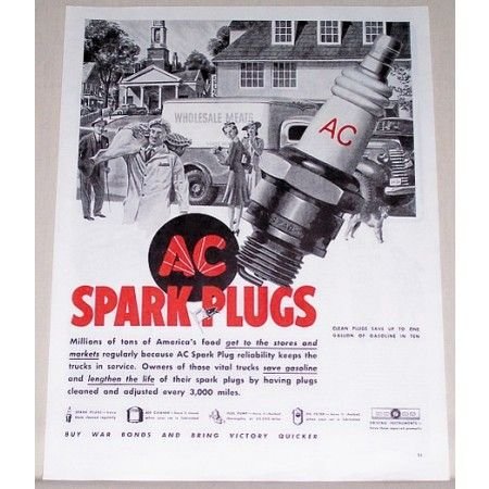 1944 AC Spark Plugs Wholesale Meat Truck Vintage Print Ad