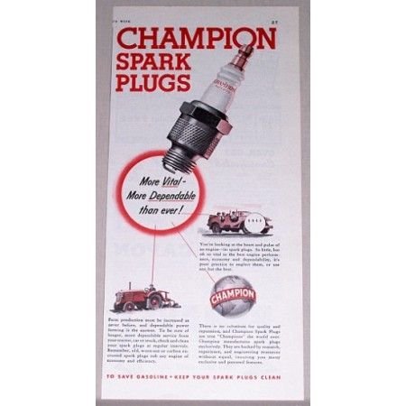 1942 Champion Spark Plugs Vintage Color Print Ad