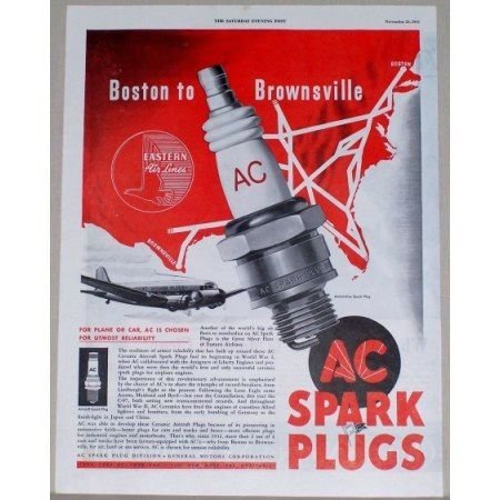 1945 AC Spark Plugs Eastern Airlines Jet Plane Vintage Color Print Ad