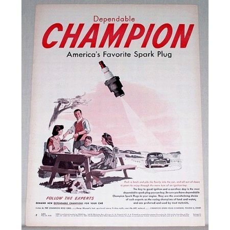 1948 Champion Spark Plug Vintage Color Print Ad - Follow The Experts