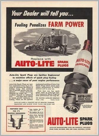 1955 Auto Lite Spark Plugs Vintage Farm Tractor Print Ad - Farm Power