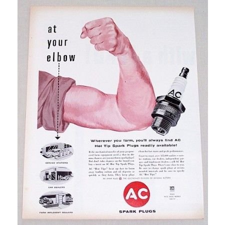 1957 AC Spark Plugs Vintage Color Print Ad - At Your Elbow