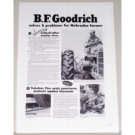 1951 B.F. Goodrich Farm Tractor Tires Vintage Print Ad
