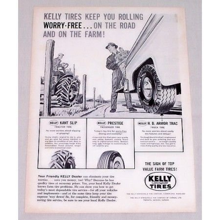 1959 Kelly Springfield Tires Vintage Print Ad - Keep You Rolling