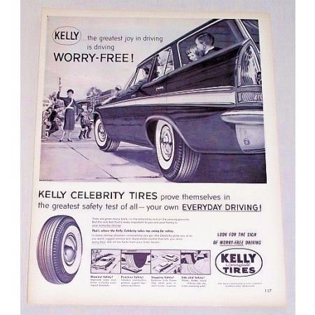 1959 Kelly Springfield Tires Station Wagon Vintage Print Ad