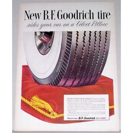 1948 B.F. Goodrich Silvertown Tire Vintage Color Print Ad - Velvet Pillow