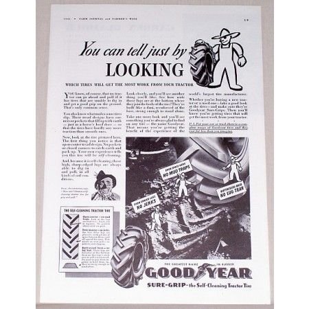 1941 Good Year Sure-Grip Tractor Tires Vintage Print Ad