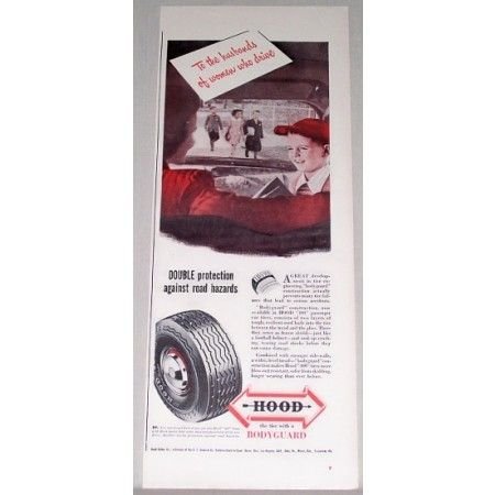 1948 Hood 400 Passenger Tires Vintage Color Print Ad