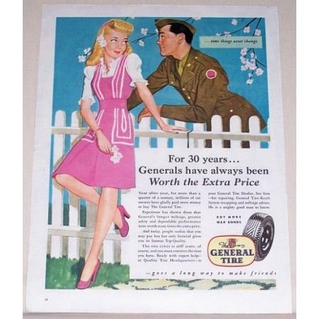 1944 General Tire Color Military Wartime Art Vintage Color Print Ad