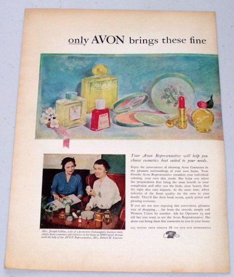 1953 Avon Cosmetics 2 Page Vintage Makeup Art Vintage Color Print Ad