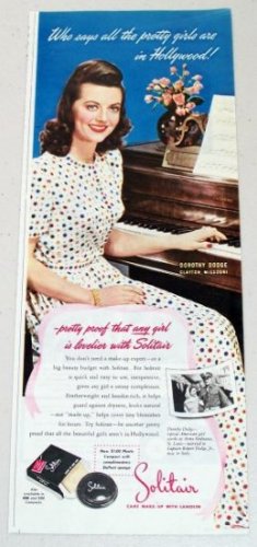 1945 Solitair Cake Make Up Vintage Color Print Ad Dorothy Dodge