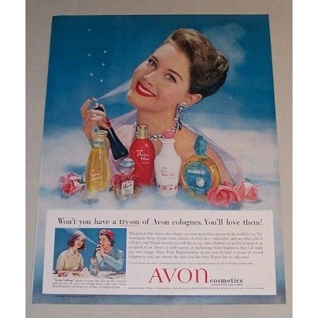 1958 Avon Cosmetics Vintage Color Print Makeup Ad Avon Cologne
