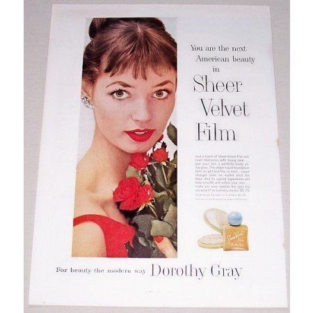 1957 Dorothy Gray Sheer Velvet Film Foundation Vintage Color Print Ad