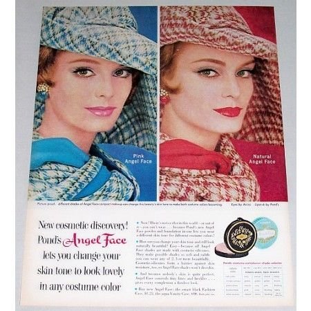 1961 Pond's Angel Face Compact Make Up Vintage Color Print Ad