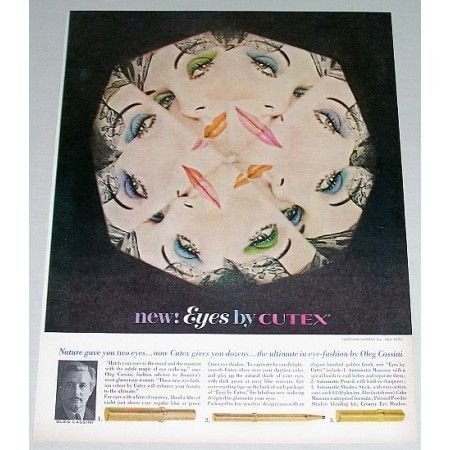 1962 Cutex Eye Make-Up Vintage Color Print Ad - Eyes By Cutex