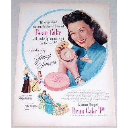 1947 Cashmere Bouquet Make Up Vintage Color Print Ad Celebrity Ginny Simms
