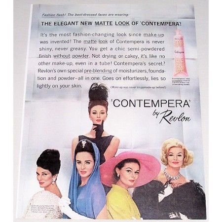 1962 Revlon Contempera Finish Make-Up Color Print Ad