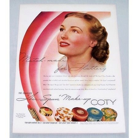 1940 COTY Air-Spun Make Up Color Print Ad - Match Made