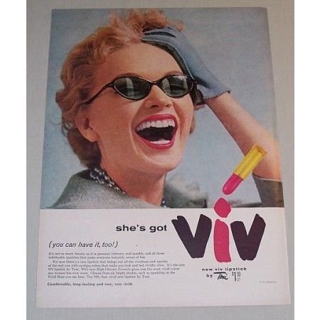 1955 Toni VIV Lipstick Color Cosmetics Color Print Ad