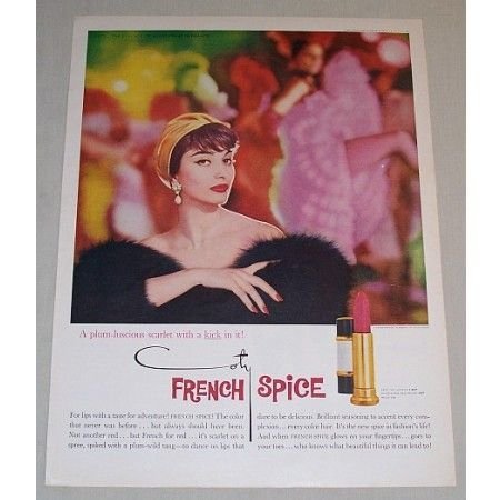 1958 Coty French Spice 24 Lipstick Color Print Ad