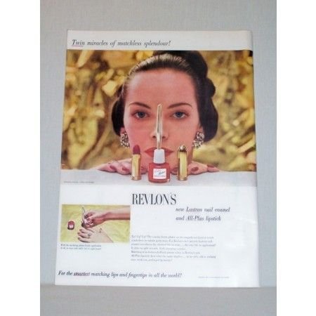 1948 Revlon's Lastron Nail Enamel All Plus Lipstick Color Print Ad
