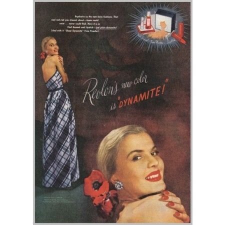 1945 Revlon Cosmetics Face Powder Lipstick Color Print Ad