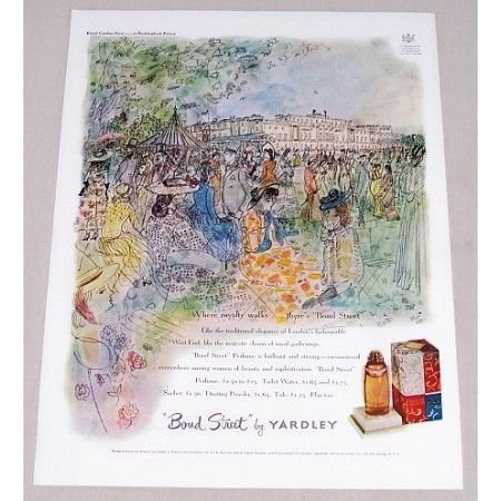 1949 Bond Street Yardley Perfume Buckingham Palace Color Print Art Ad