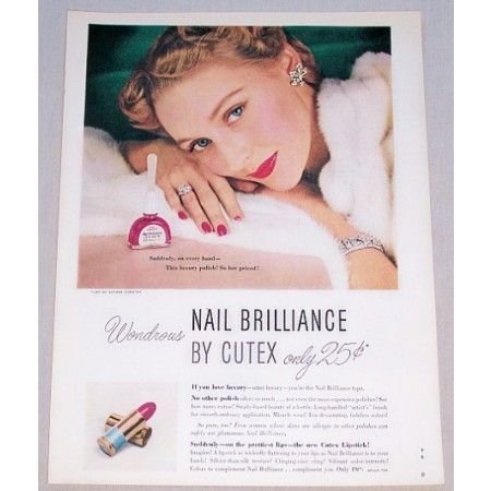 1949 Nail Brilliance by Cutex Pink Spangle Color Print Ad