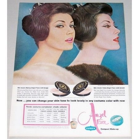 1961 Pond's Angel Face Compact Make Up Color Print Ad