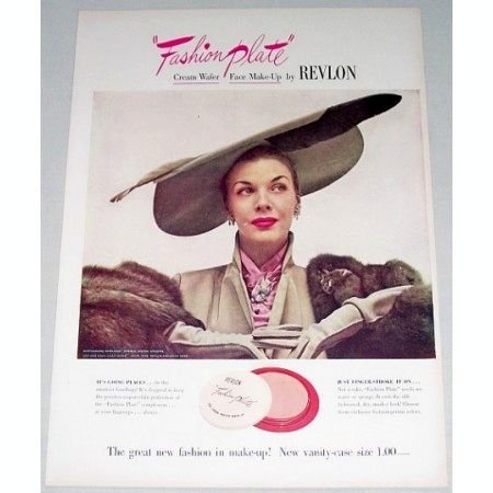 1948 Revlon Fashion Plate Cream Wafer Make Up Color Print Ad