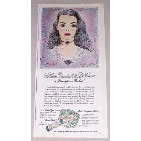 1944 Pond's Dreamflower Powder Color Print Art Ad