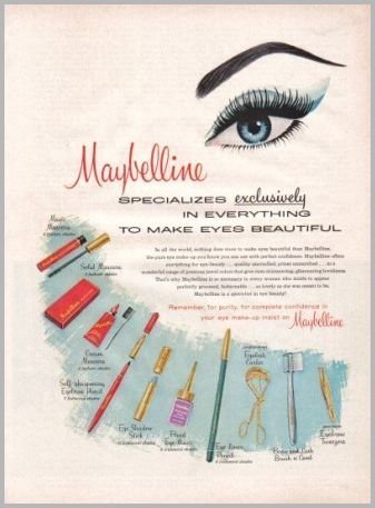 1960 Maybelline Make Up Cosmetics Vintage Art Color Print Ad