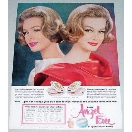 1961 Ponds Angel Face Fashion Case Compact Make Up Vintage Color Print Ad