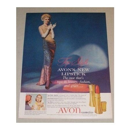 1958 Avon Cosmetics Lipstick Vintage Color Print Ad - Top Style
