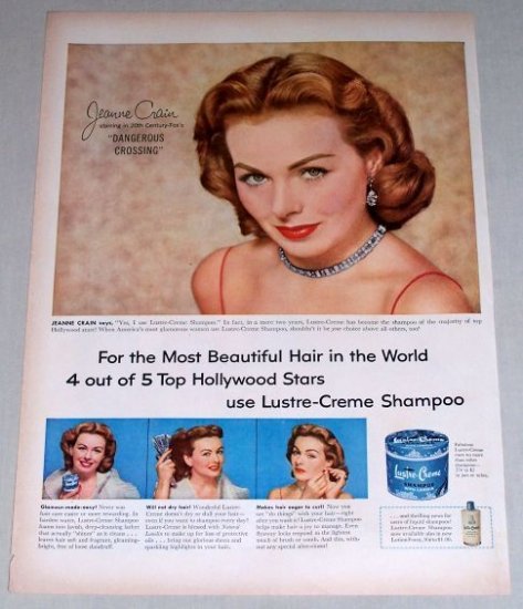 1953 Lustre Creme Shampoo Vintage Color Print Ad Celebrity Jennie Crain