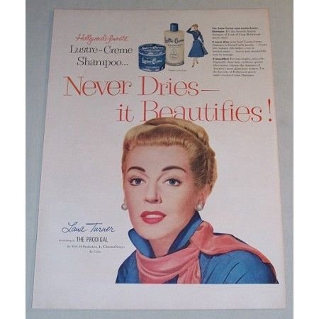 1955 Lustre Creme Shampoo Vintage Color Print Ad Celebrity Lana Turner